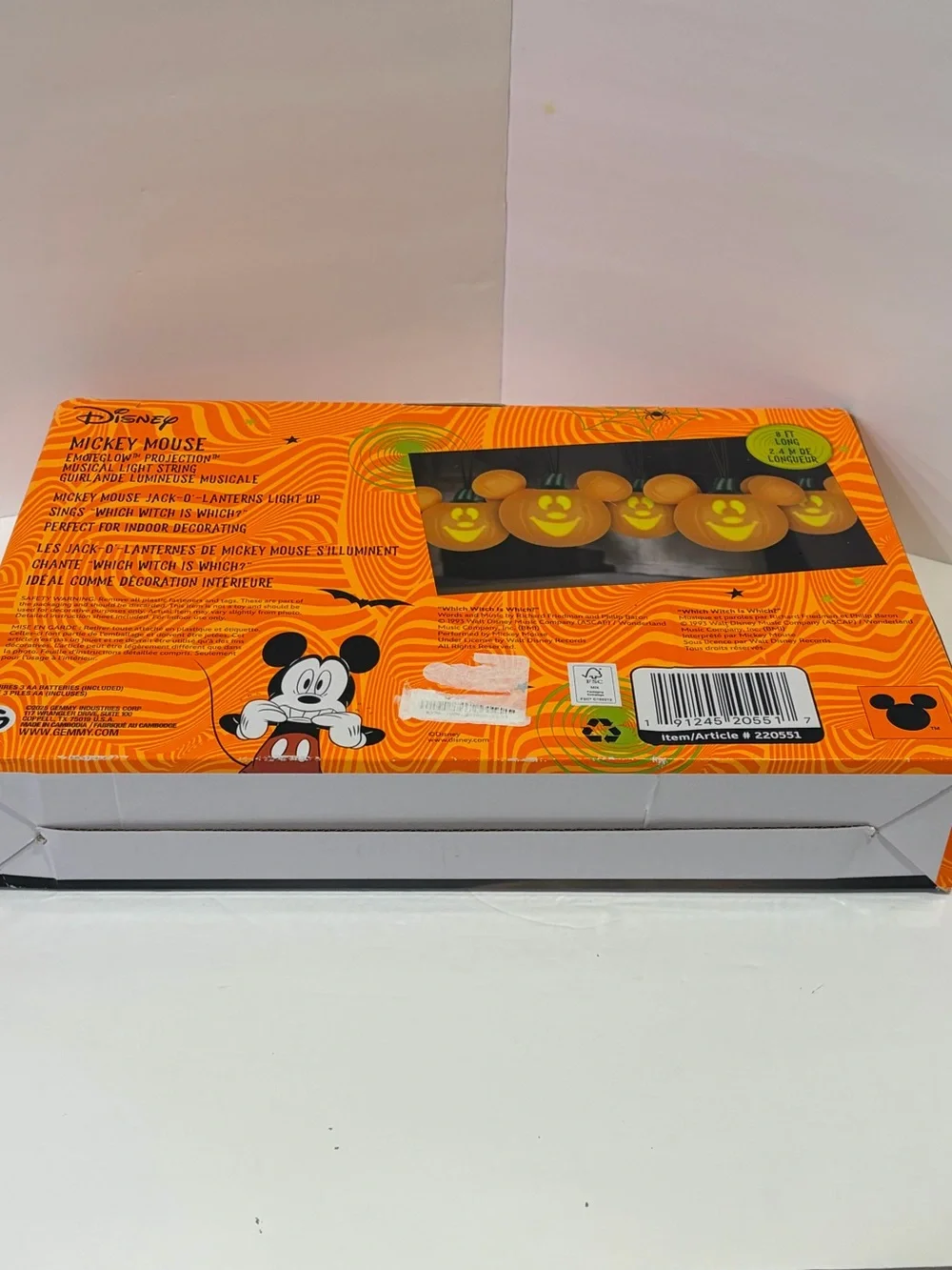 Disney Mickey Mouse Pumpkin Face EmoteGlow String Lights with Music NIB
